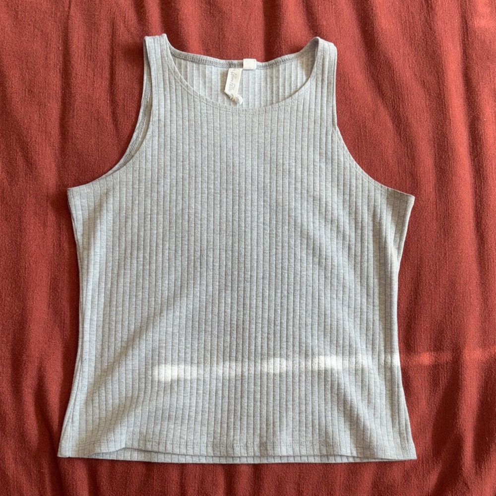 Others Follow Gray Ribbed Tank Top